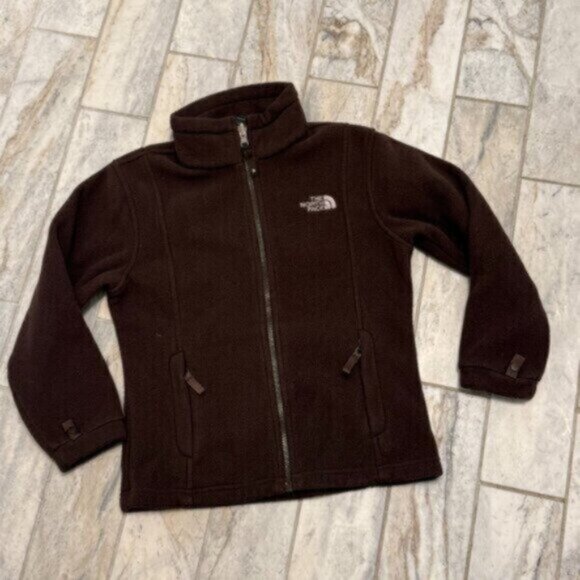 The North Face girls youth small 7/8 brown fleece jacket
